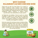 Promotional graphic for Rajamudi's A2 Gir Cow Desi Ghee on a cream background with orange headline text, descriptive paragraphs, three green circular badges, and a small illustration of a woman preparing ghee with a jar shown at the bottom right.